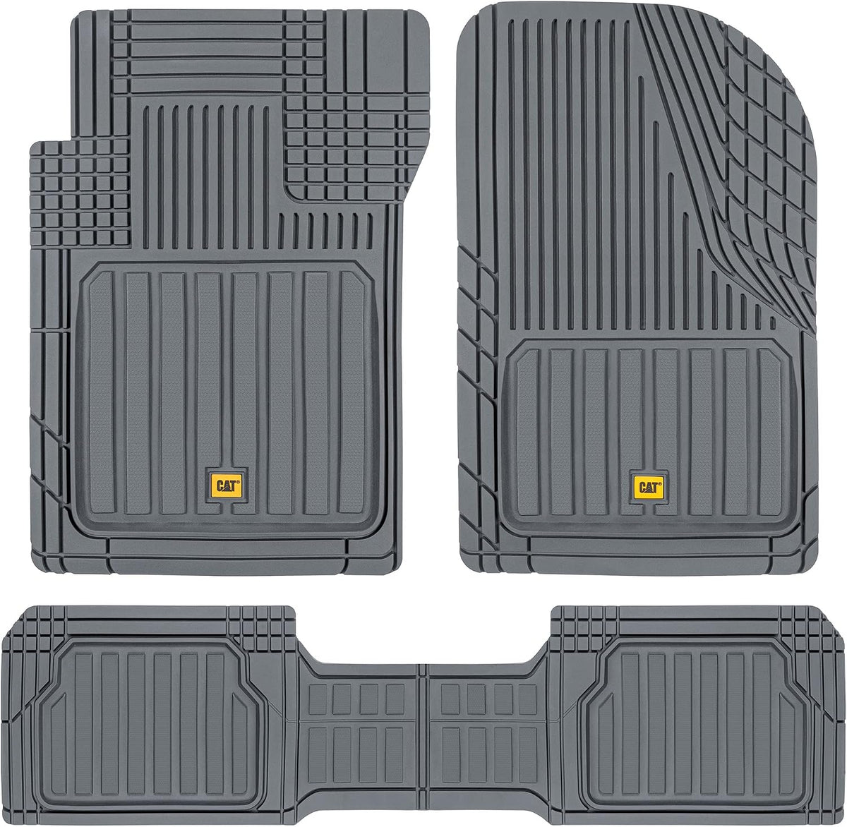 Cat® ToughLiner™ Gray Car Floor Mats - Heavy Duty Trim to Fit Floor Mats for Trucks - All-Weather Truck Accessories & Odorless Rubber Automotive Floor Mats - Car Mats & SUV Floor Liners for Car
