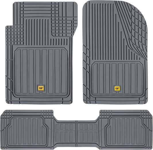 Cat® ToughLiner™ Gray Car Floor Mats - Heavy Duty Trim to Fit Floor Mats for Trucks - All-Weather Truck Accessories & Odorless Rubber Automotive Floor Mats - Car Mats & SUV Floor Liners for Car
