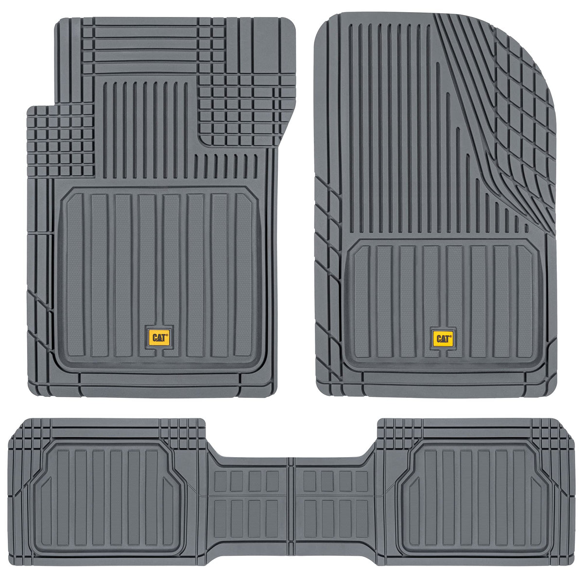 Cat® ToughLiner™ Gray Car Floor Mats - Heavy Duty Trim to Fit Floor Mats for Trucks - All-Weather Truck Accessories & Odorless Rubber Automotive Floor Mats - Car Mats & SUV Floor Liners for Car