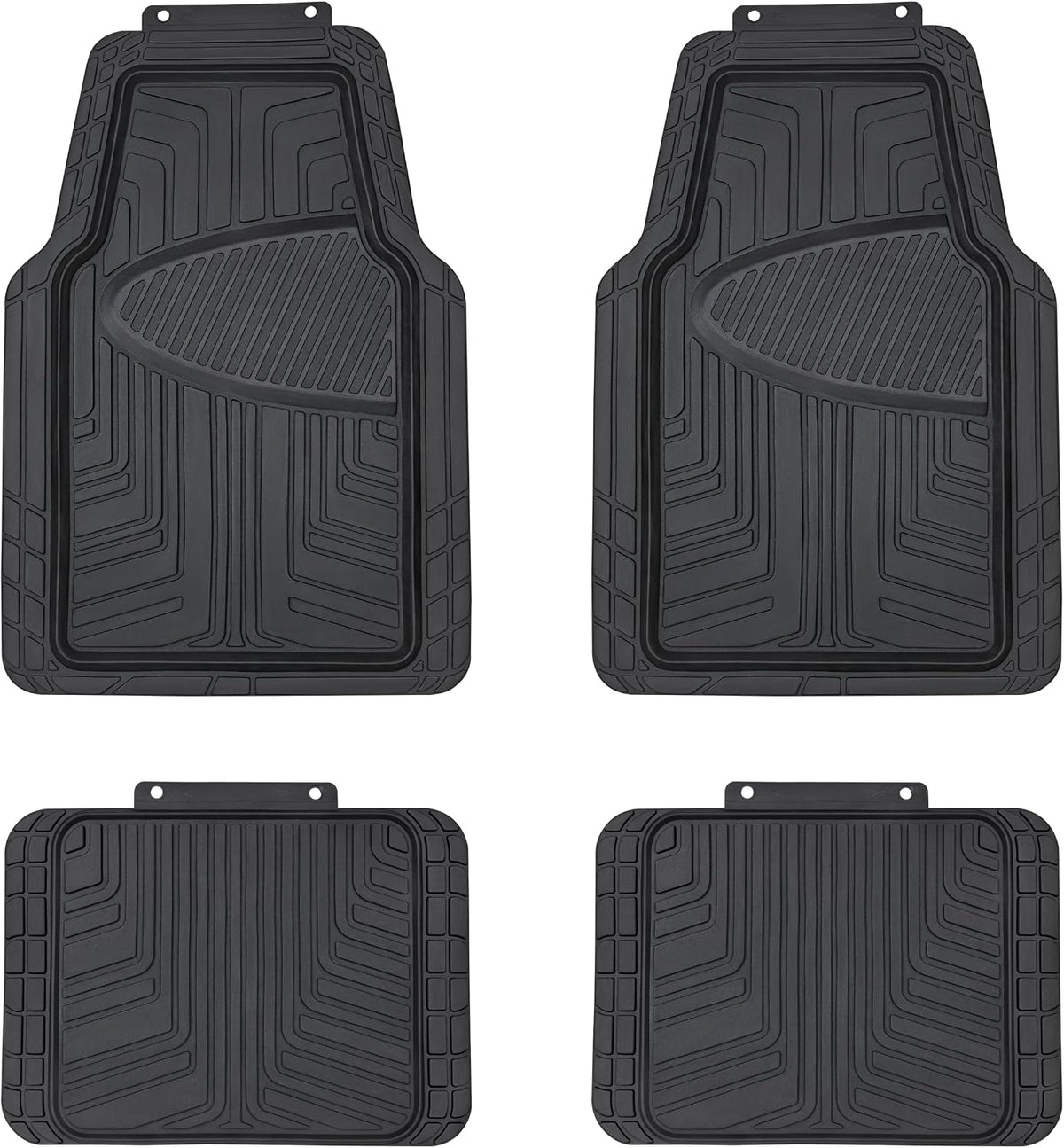 Amazon Basics 4-Piece Premium All-Season Anti-Slip Rubber Floor Mats, All Weather Protection for Cars, SUVs and Trucks, Universal Trim to Fit, Black