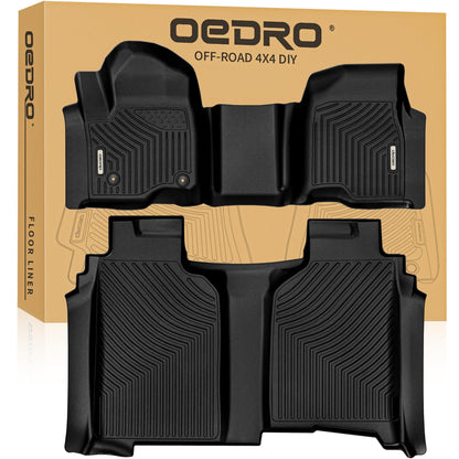 OEDRO Floor Mats Fit for 2019-2026 Chevrolet Silverado GMC Sierra 1500 & 2020-2026 2500HD 3500HD Crew Cab Bench Seat, All-Weather Protection Floor Liners, TPE Material Car Mats, Black