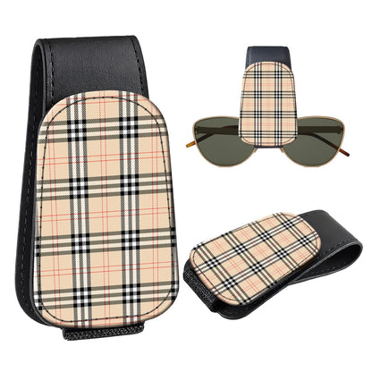 Leather Magnetic Sunglass Holder for Car Sun Visor, Cute Eyeglass Ticket Card Hanger Clip, Universal Auto Interior Accessories for SUV Pickup Truck, Dark Mushroom