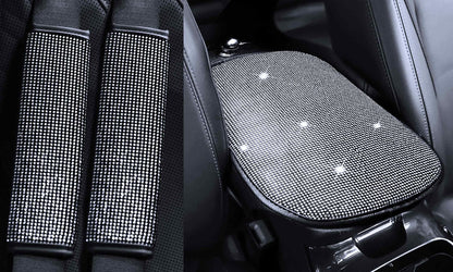 2PCS Bling Car Seatbelt Strap Covers for Women Girls - Crystal Rhinestone Velvet Shoulder Pad Protector - Diamond Shine Safety Shoulder Pad, Car Decor Interior Accessories