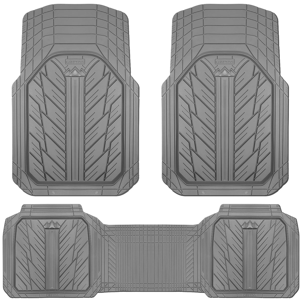 CAR PASS Heavy Rubber Car Floor Mats, Deep Waterproof Car Mats All Weather, Universal Trim-to Fit Automotive Floor Mats for Car SUV Truck Van, Durable Floor Liners Solid Black