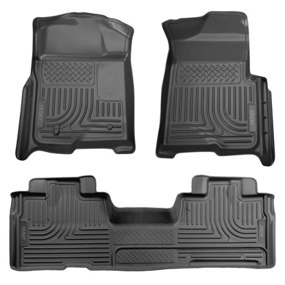 Husky Liners Weatherbeater Floor Mats | Fits 2009 - 2014 Ford F-150 SuperCrew Cab w/out Manual Shifter (Footwell Coverage) | Front & 2nd Row, 3-pc Black - 98331
