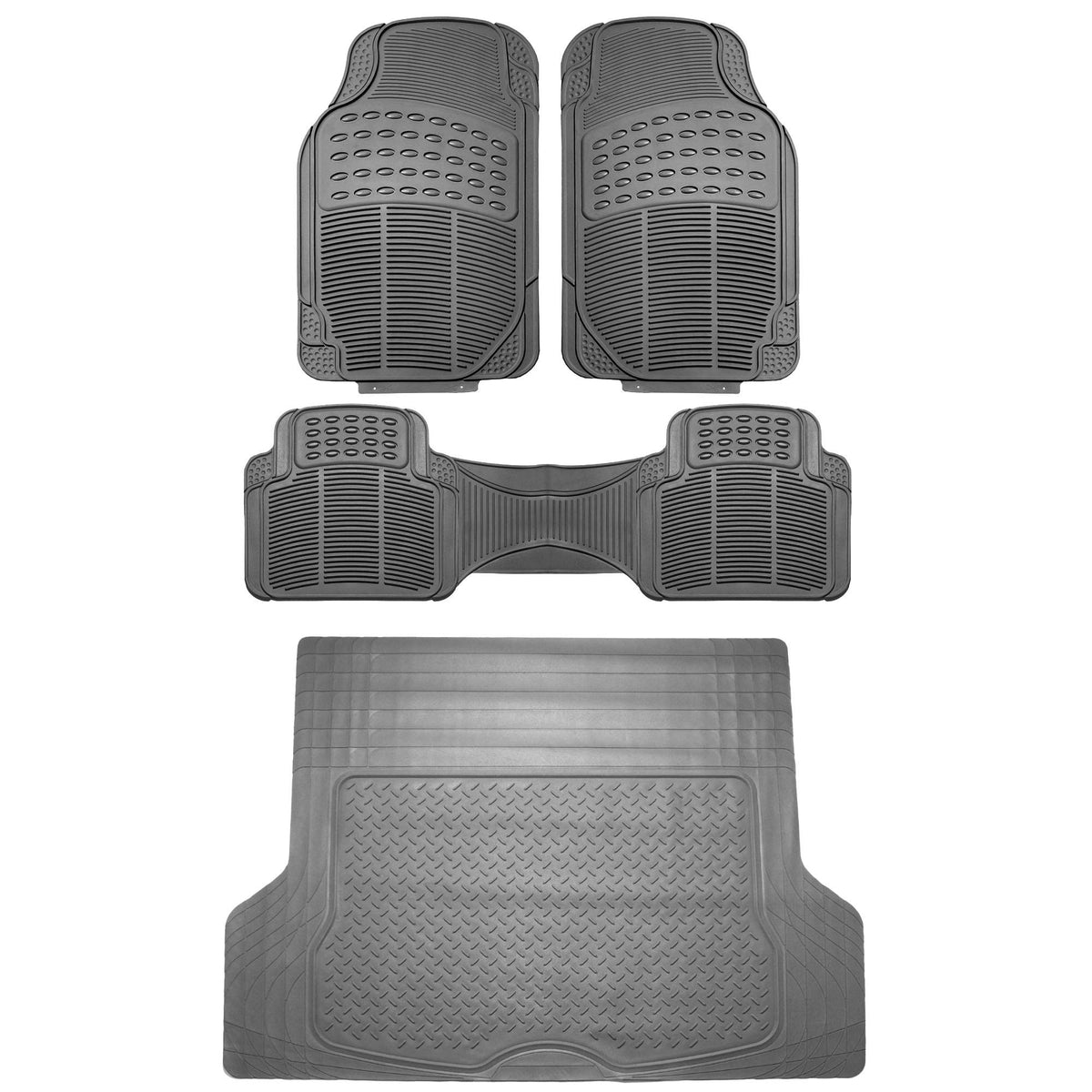 FH Group Automotive Floor Mats - Heavy-Duty Rubber, Universal Fit Full Set, ClimaProof, Trimmable For Most Cars, Sedan, SUV, Truck, Black