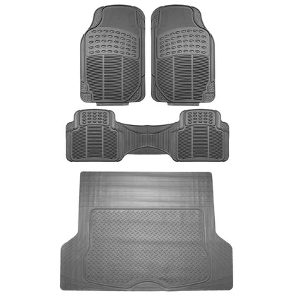 FH Group Automotive Floor Mats - Heavy-Duty Rubber, Universal Fit Full Set, ClimaProof, Trimmable For Most Cars, Sedan, SUV, Truck, Black