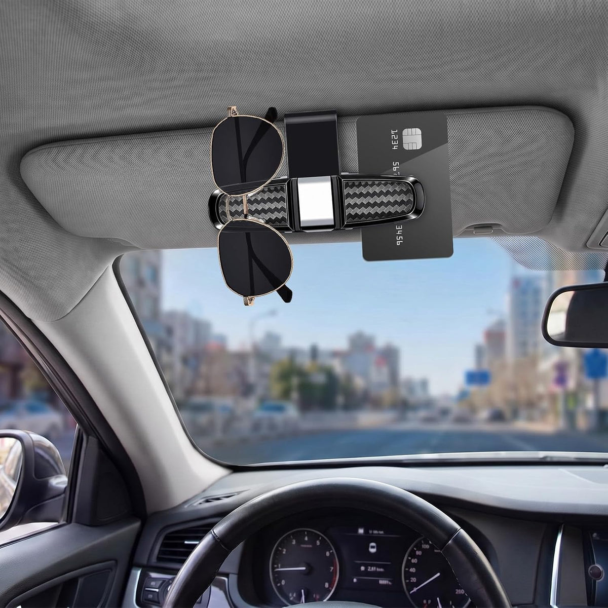 Konohan 8 Pack Sunglasses Holder for Car Visor, Rotational Clip, Silver