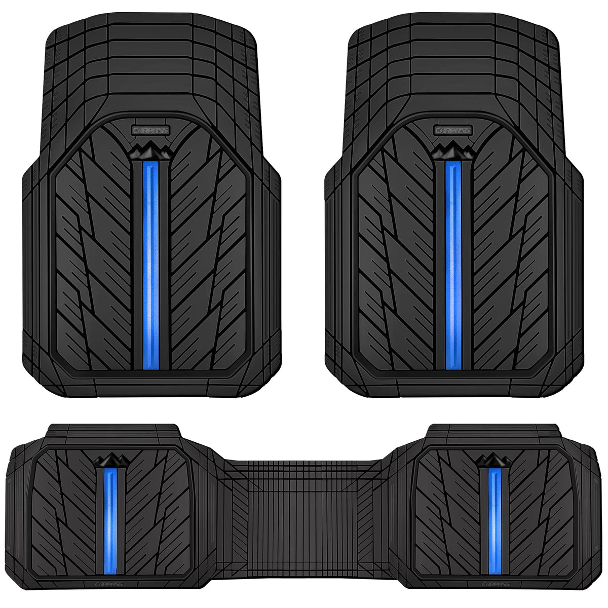 CAR PASS Heavy Rubber Car Floor Mats, Deep Waterproof Car Mats All Weather, Universal Trim-to Fit Automotive Floor Mats for Car SUV Truck Van, Durable Floor Liners Solid Black