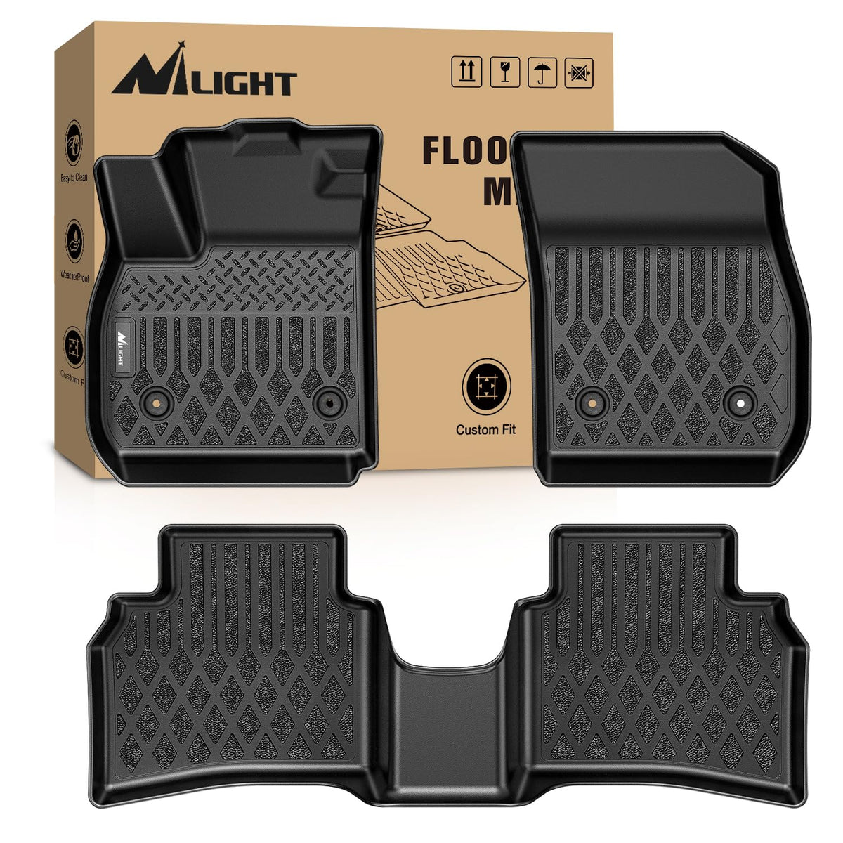 Nilight TPE Floor Mats for Chevy Silverado GMC Sierra Extended Cab