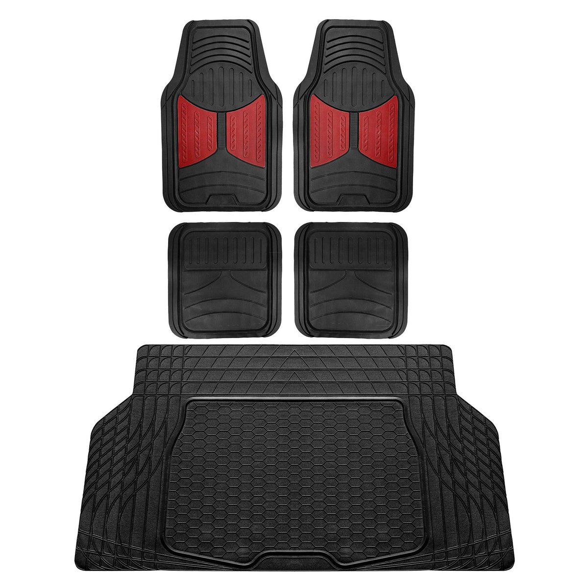 FH Group Automotive Floor Mats - Heavy-Duty Monster Eye Rubber for Cars, Universal Fit Full Set, Climaproof Mats, Trimmable Most Sedan, SUV, Truck Pink