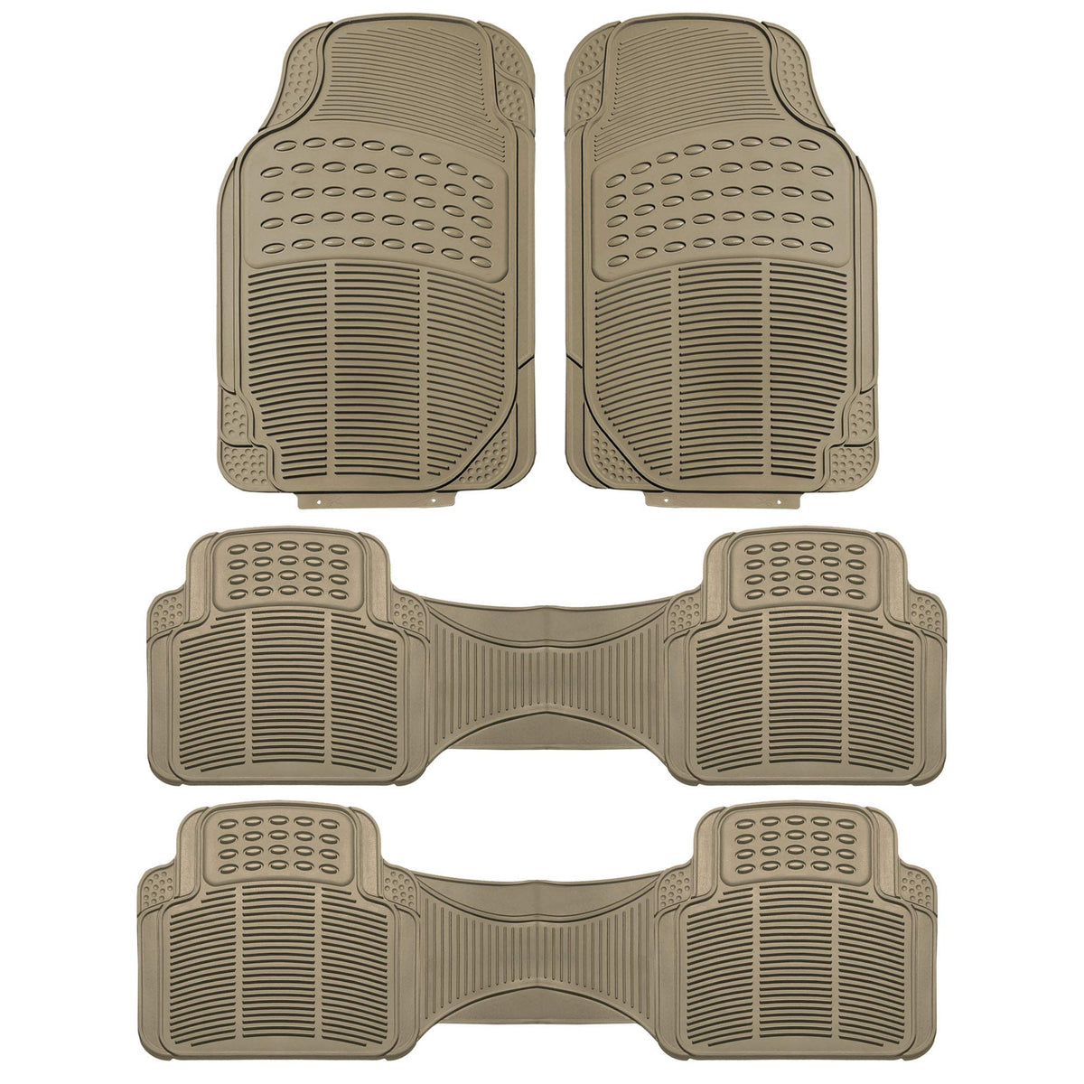 FH Group Automotive Floor Mats - Heavy-Duty Rubber, Universal Fit Full Set, ClimaProof, Trimmable For Most Cars, Sedan, SUV, Truck, Black
