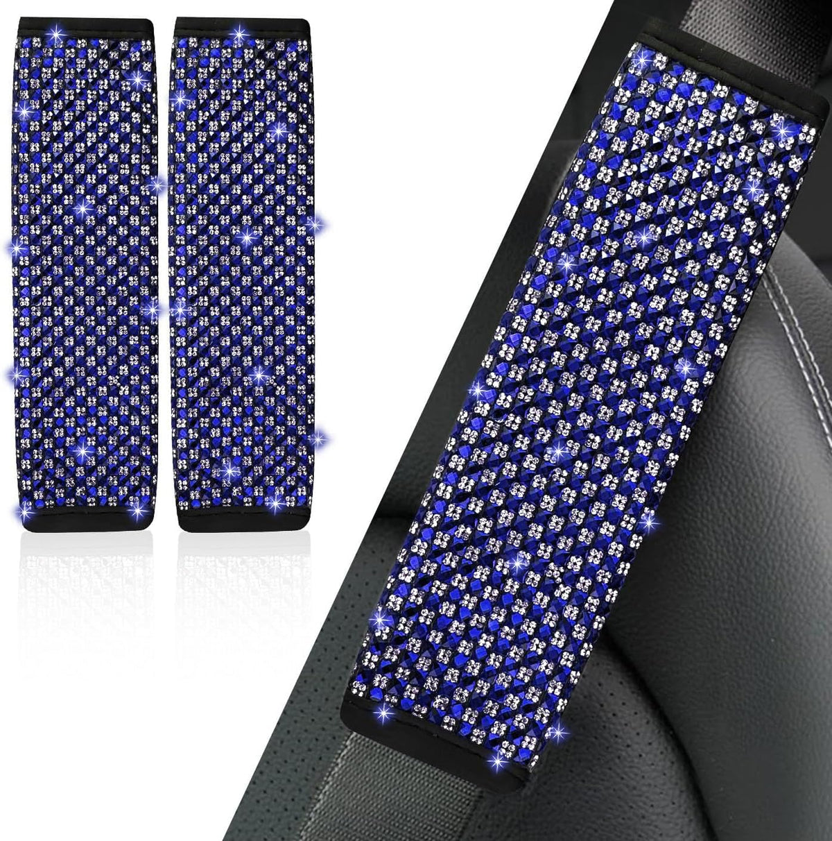 NBTEPEM 2 Pack Bling Car Seat Belt Covers, Diamond Seatbelt Shoulder Protection, Rhinestones Seat Belt Strap Cover Shoulder Pad, Universal Bling Car Interior Accessories Fit for Car/Truck/SUV(Pink)