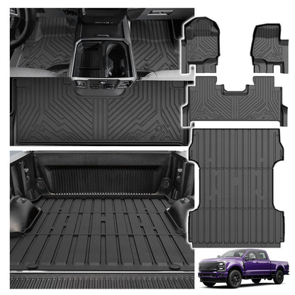 Powerty Floor Mats for 2019-2024 2025 Toyota RAV4 Accessories All Weather Floor Liner 3D TPO 1st & 2nd Row Floor Mat Heavy-Duty Floor Liners(FIT All Models)