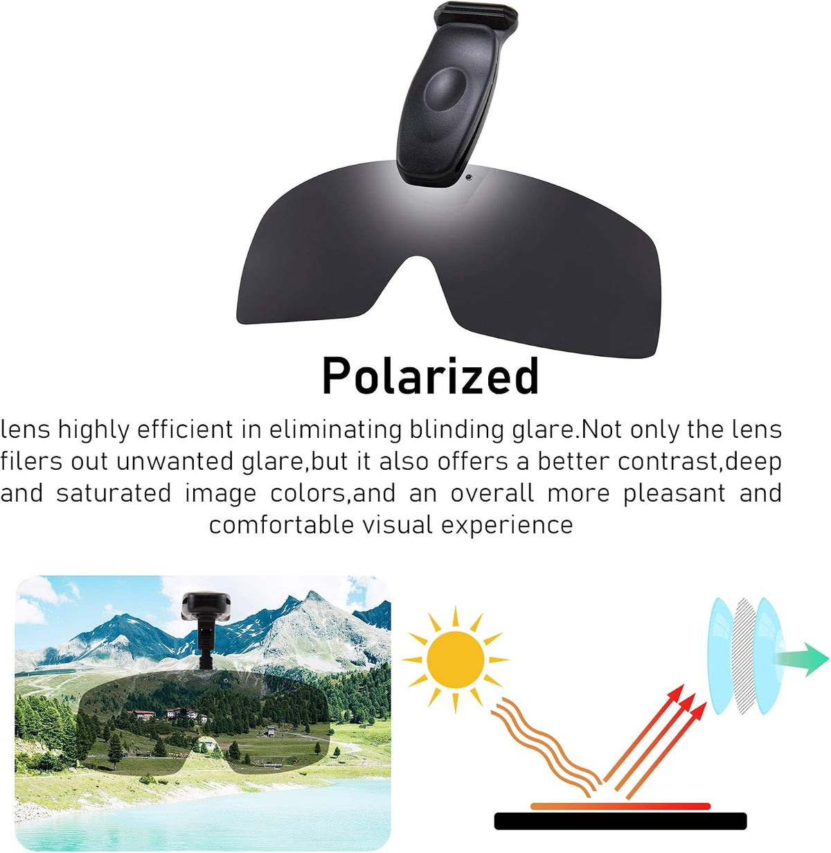 Karsaer Vision Polarized Hat Visors Clips Cap Clip on Adjustable Sunglasses For Fishing Biking Hiking Golf Eyewear UV400