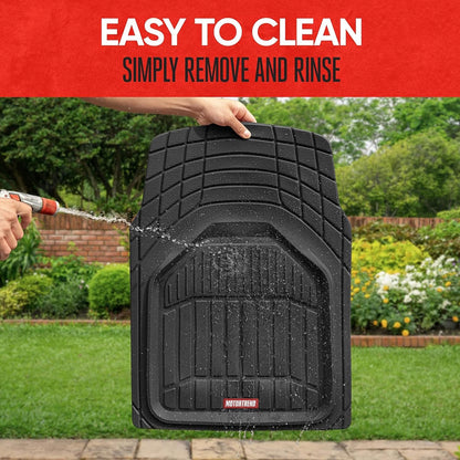 Motor Trend 943-BK FlexTough Defender Car Floor Mats -Next Generation Deep Dish Heavy Duty Contour Liners for Car SUV Truck & Van-All Weather Protection, Trim to Fit Most Vehicles Black