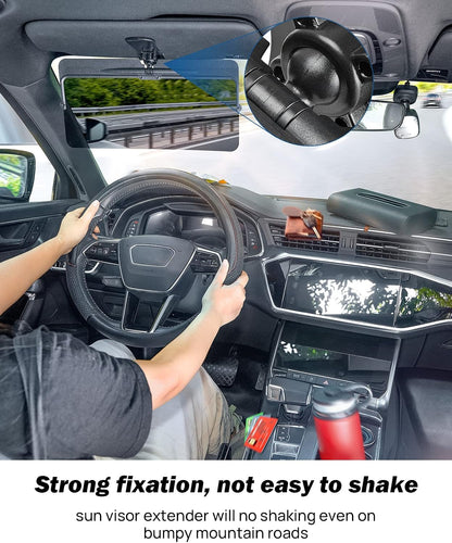 JOYTUTUS Sun Visor Extender for Compact SUVs and Sedans, Universal Anti-Glare Polarized Sun Visor Easy to Install, UV400 Visor Extension Protect from Glare/UV Ray/Stray Light, Safe Driving for Car