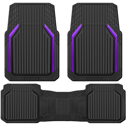 CAR PASS Heavy Duty Rubber Floor Mats for Car, Waterproof All Weather Car Floor Mats, Universal Trim-to-Fit for SUV Truck Sedans Vans, Automotive Floor Mats 3 piece car mats Full Set, Solid Black