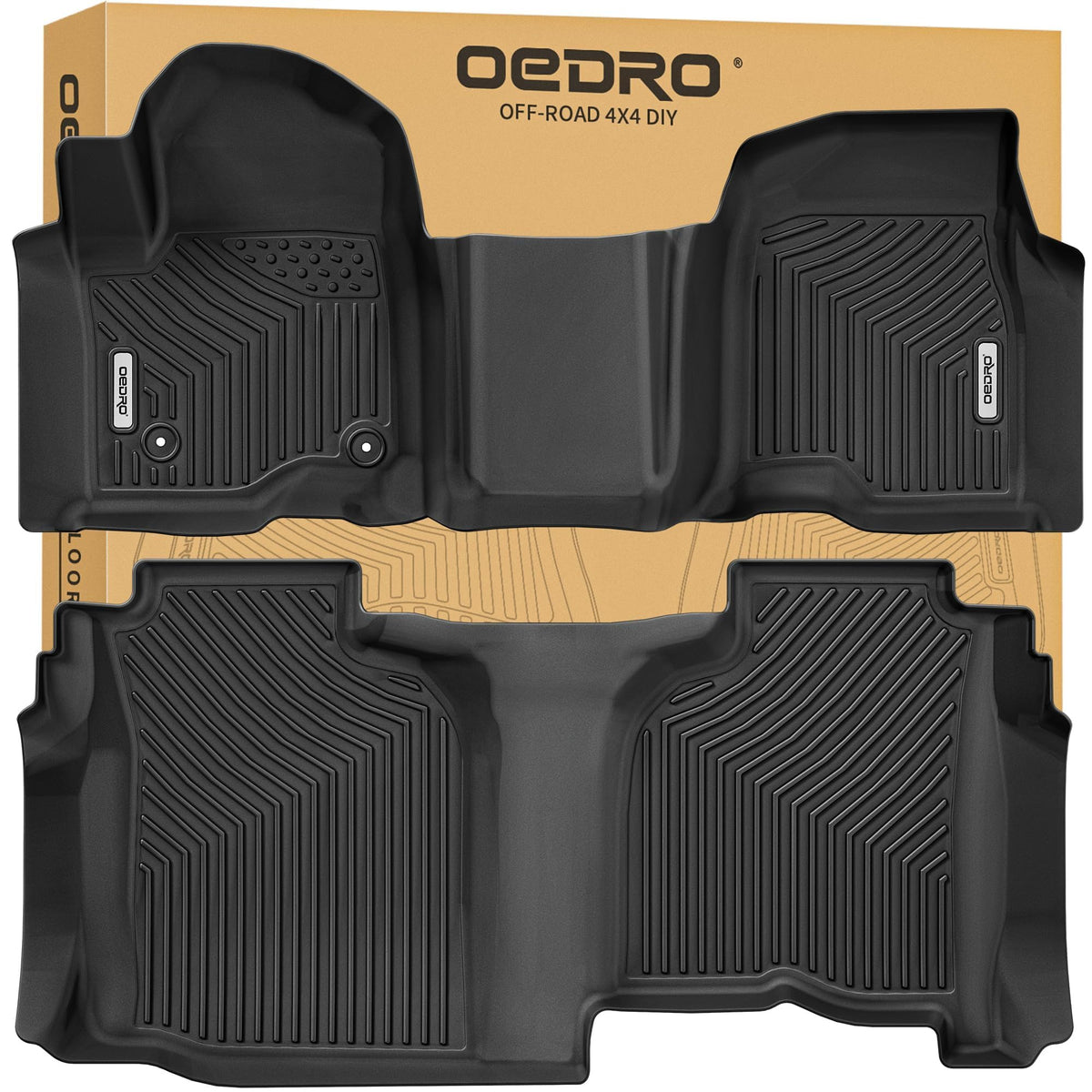 OEDRO Floor Mats Fit for 2019-2026 Chevrolet Silverado GMC Sierra 1500 & 2020-2026 2500HD 3500HD Crew Cab Bench Seat, All-Weather Protection Floor Liners, TPE Material Car Mats, Black