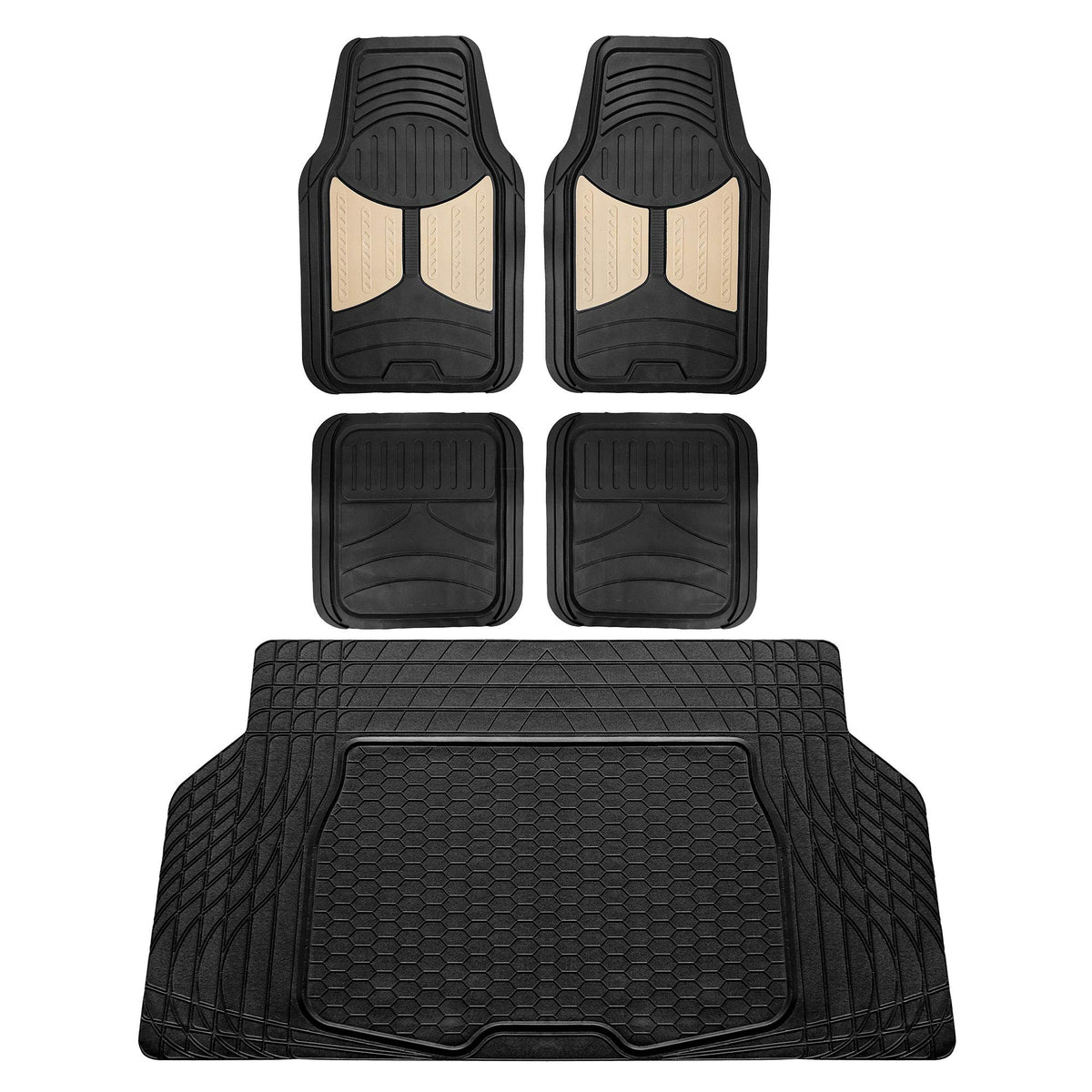 FH Group Automotive Floor Mats - Heavy-Duty Monster Eye Rubber for Cars, Universal Fit Full Set, Climaproof Mats, Trimmable Most Sedan, SUV, Truck Pink
