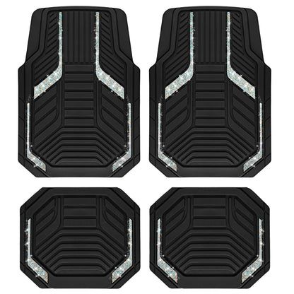 PIC AUTO Heavy Duty Rubber Floor Mats, Purple Aluminum Film Car Mats Set, Front and Rear Car Mats with Anti-Slip Backing, All Weather Protection, Trim-to-Fit for Automotive SUV, Sedan, Van
