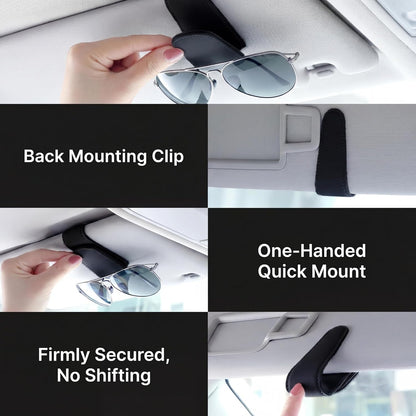 LINFEI Black Magnetic Car Visor Glasses Case + Glasses Clip, 1 Set