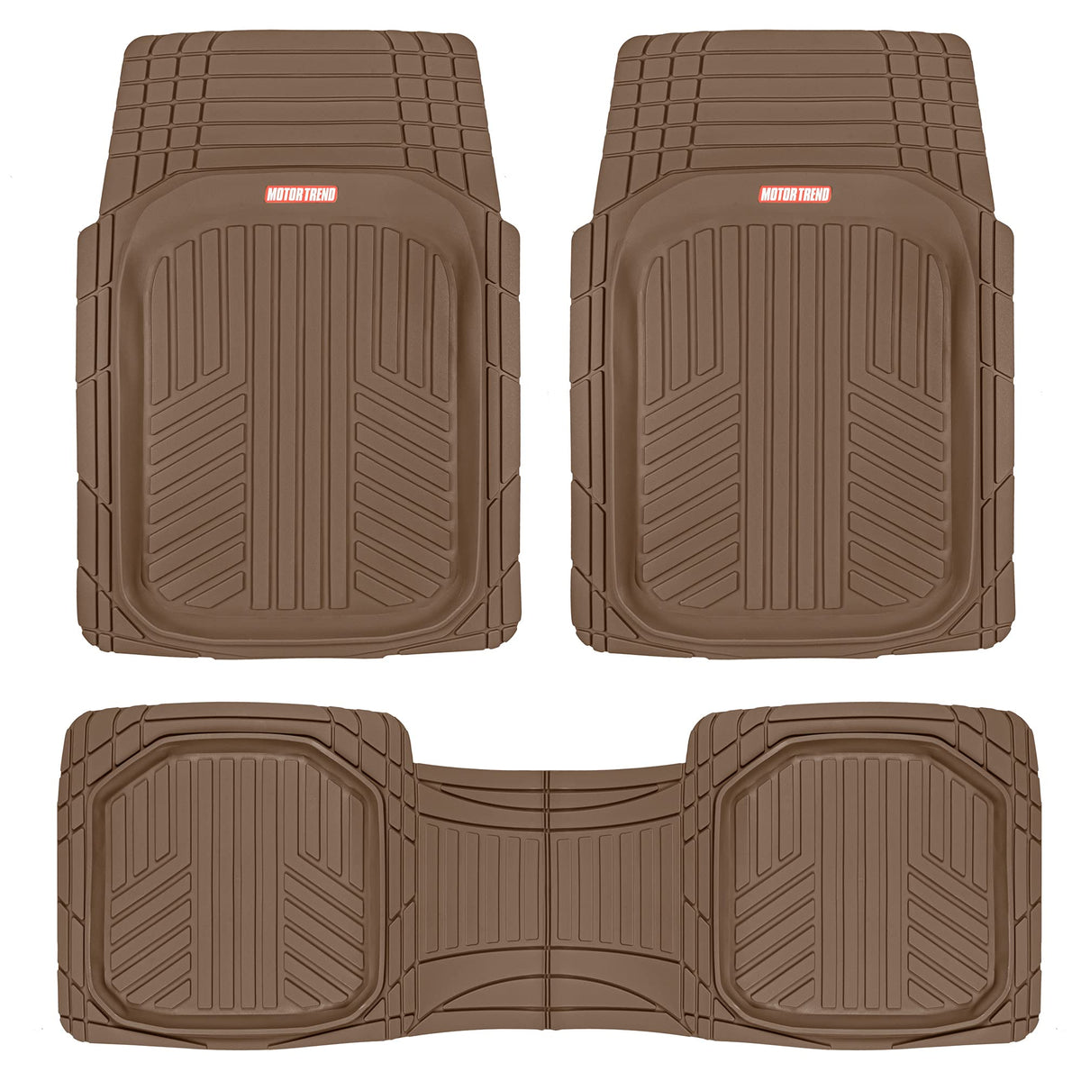 Motor Trend 943-BK FlexTough Defender Car Floor Mats -Next Generation Deep Dish Heavy Duty Contour Liners for Car SUV Truck & Van-All Weather Protection, Trim to Fit Most Vehicles Black