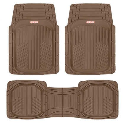 Motor Trend 943-BK FlexTough Defender Car Floor Mats -Next Generation Deep Dish Heavy Duty Contour Liners for Car SUV Truck & Van-All Weather Protection, Trim to Fit Most Vehicles Black