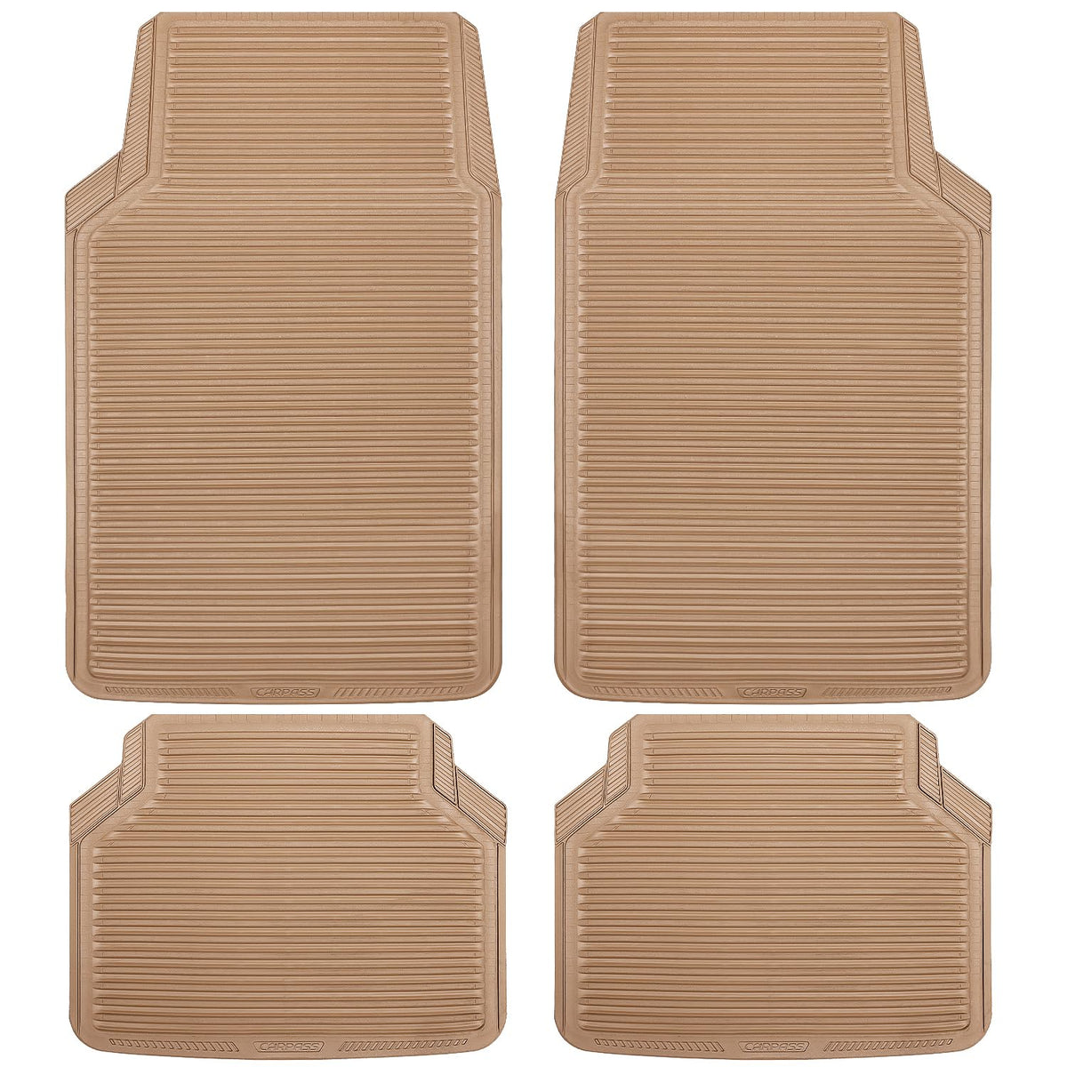 CAR PASS Rubber Floor Mats, All Weather Full Set 4-Piece, Waterproof Automotive Mats Trim to Fit Most Cars Sedans SUVs Vans, Heavy Duty Anti-Slip Easy Clean, All Black