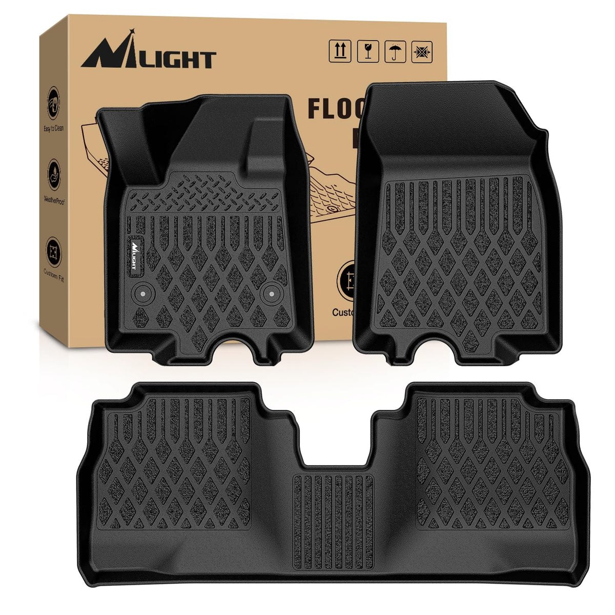 Nilight TPE Floor Mats for Chevy Silverado GMC Sierra Extended Cab