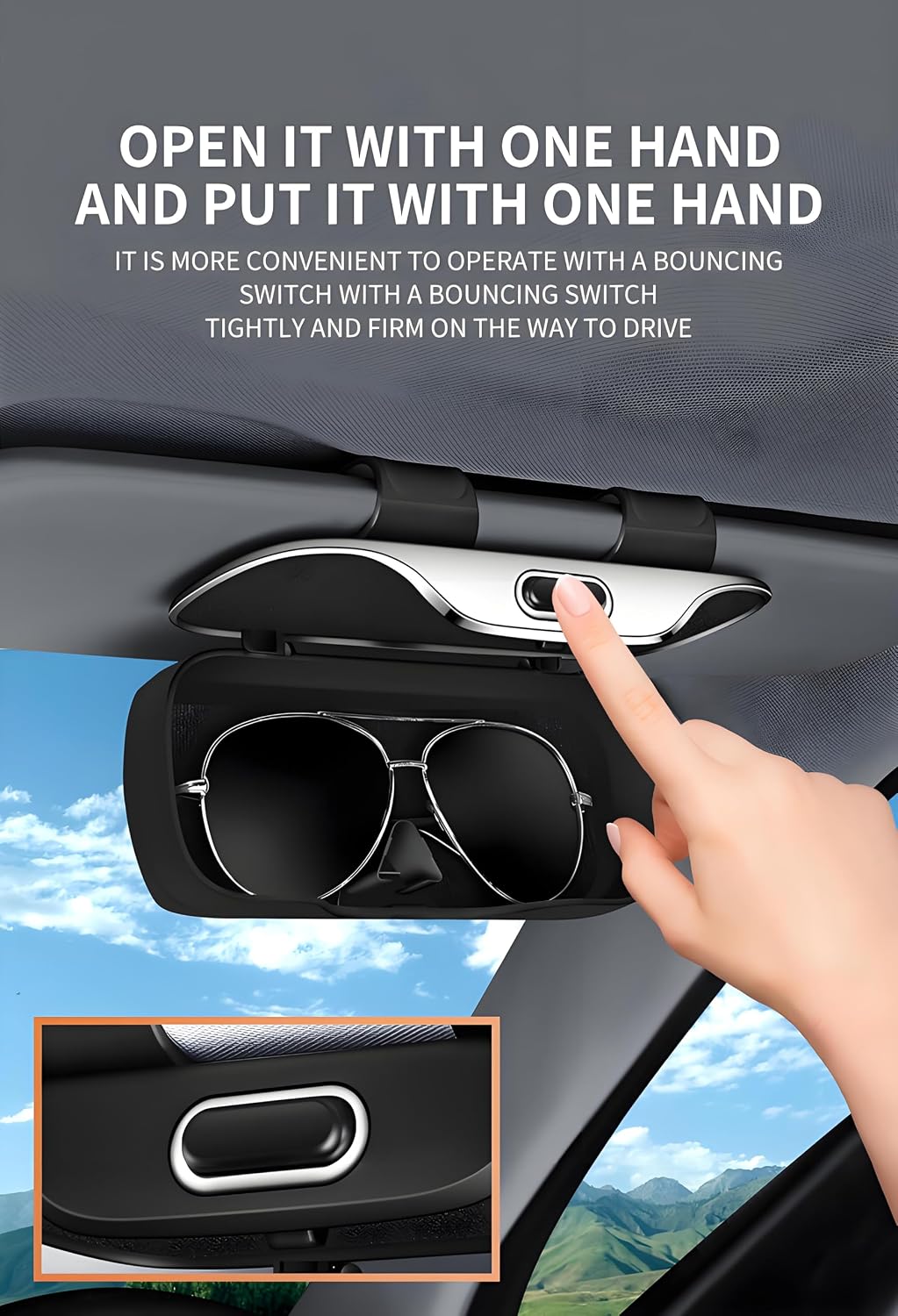 Gray Sunglass Holder for Car Visor Clip Glasses Case Car Sunglasses Case
