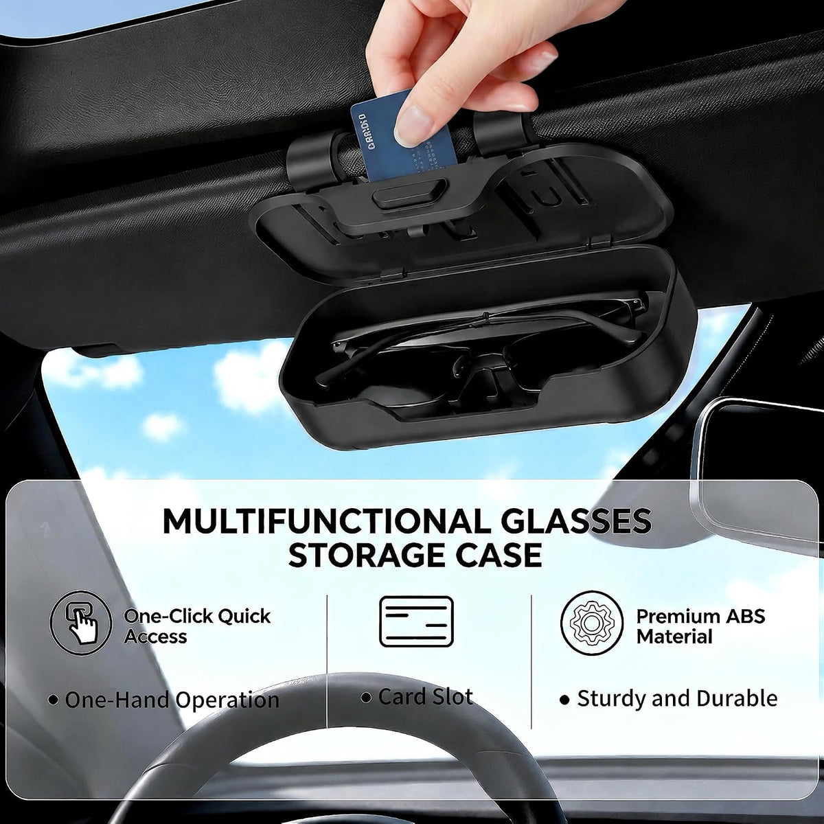 Car Sun Visor Sunglasses Holder,Black ABS Eyeglasses Case