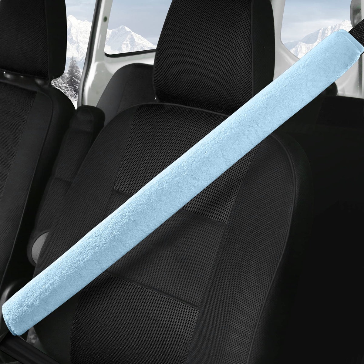 LACDL Extra Long Seatbelt Covers Super Soft Furry for Adults Kids Women & Men, Thick Plush Full Car Seat Belt Cushion, Fluffy Shoulder Pad Protector, Auto Interior Accessories, 1pc, Off White, 15.5in