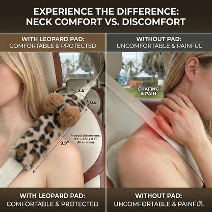 Leopard Print Seat Belt Cover Pad 2 PCS Cute Shoulder Pads