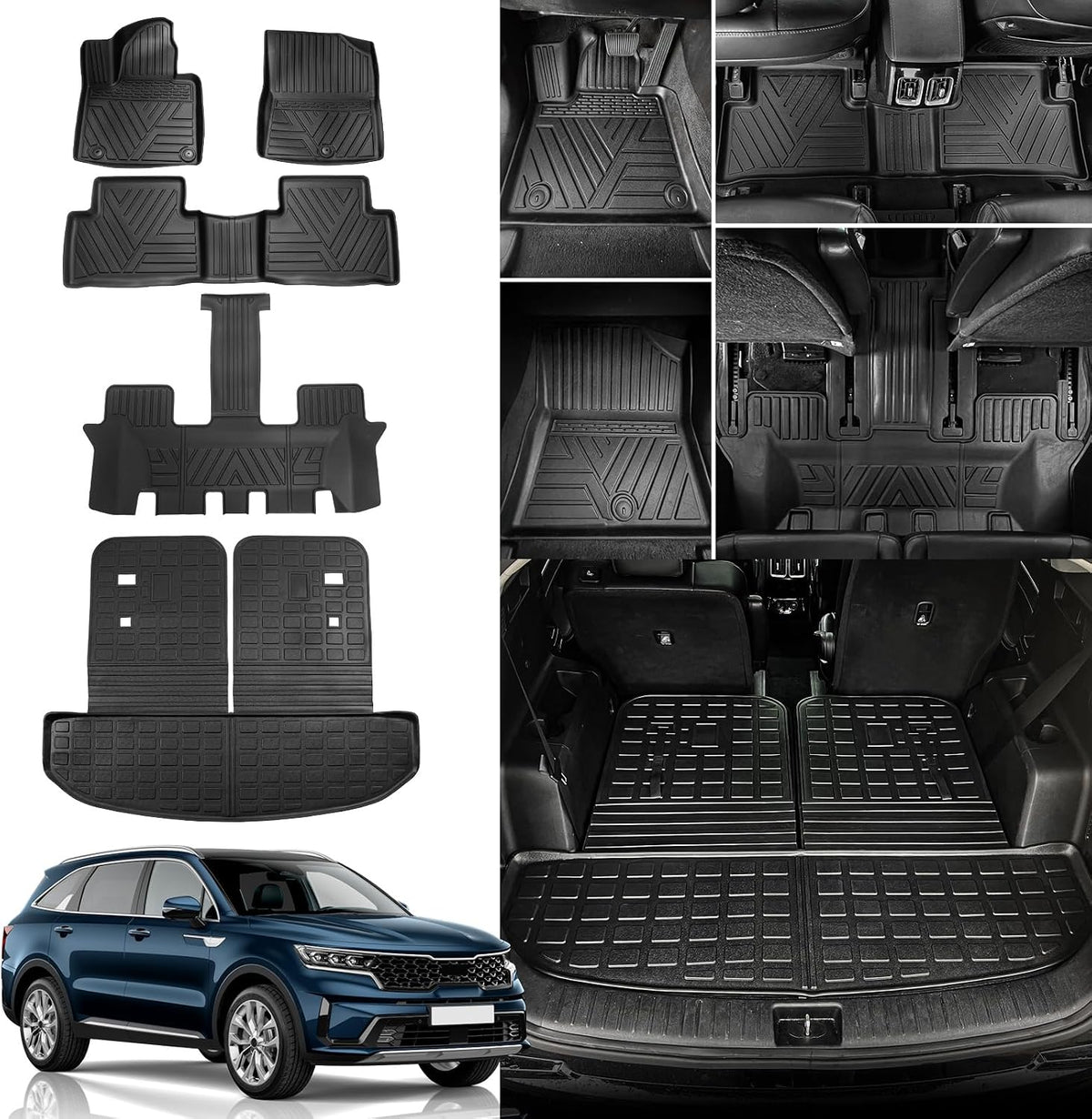 Rongtaod Floor Mats Set for 2021-2026 Kia Sorento 6&7 Seats Accessories