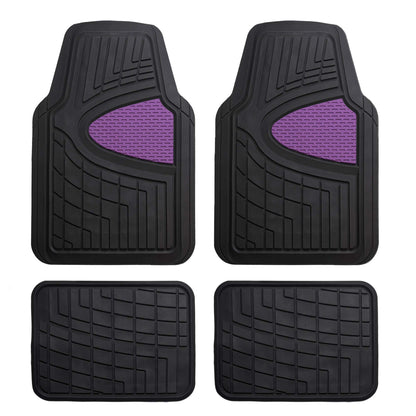 FH Group Premium Liners Tall Channel Trimmable All Weather Rubber Full Set Car Floor Mats (Beige) w. Trimmable All-Season Cargo Liner (Black) - Universal Fit for Cars Trucks and SUVs