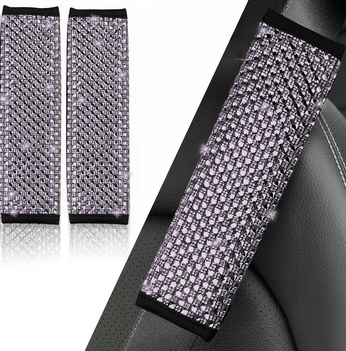 NBTEPEM 2 Pack Bling Car Seat Belt Covers, Diamond Seatbelt Shoulder Protection, Rhinestones Seat Belt Strap Cover Shoulder Pad, Universal Bling Car Interior Accessories Fit for Car/Truck/SUV(Pink)