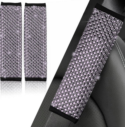 NBTEPEM 2 Pack Bling Car Seat Belt Covers, Diamond Seatbelt Shoulder Protection, Rhinestones Seat Belt Strap Cover Shoulder Pad, Universal Bling Car Interior Accessories Fit for Car/Truck/SUV(Pink)