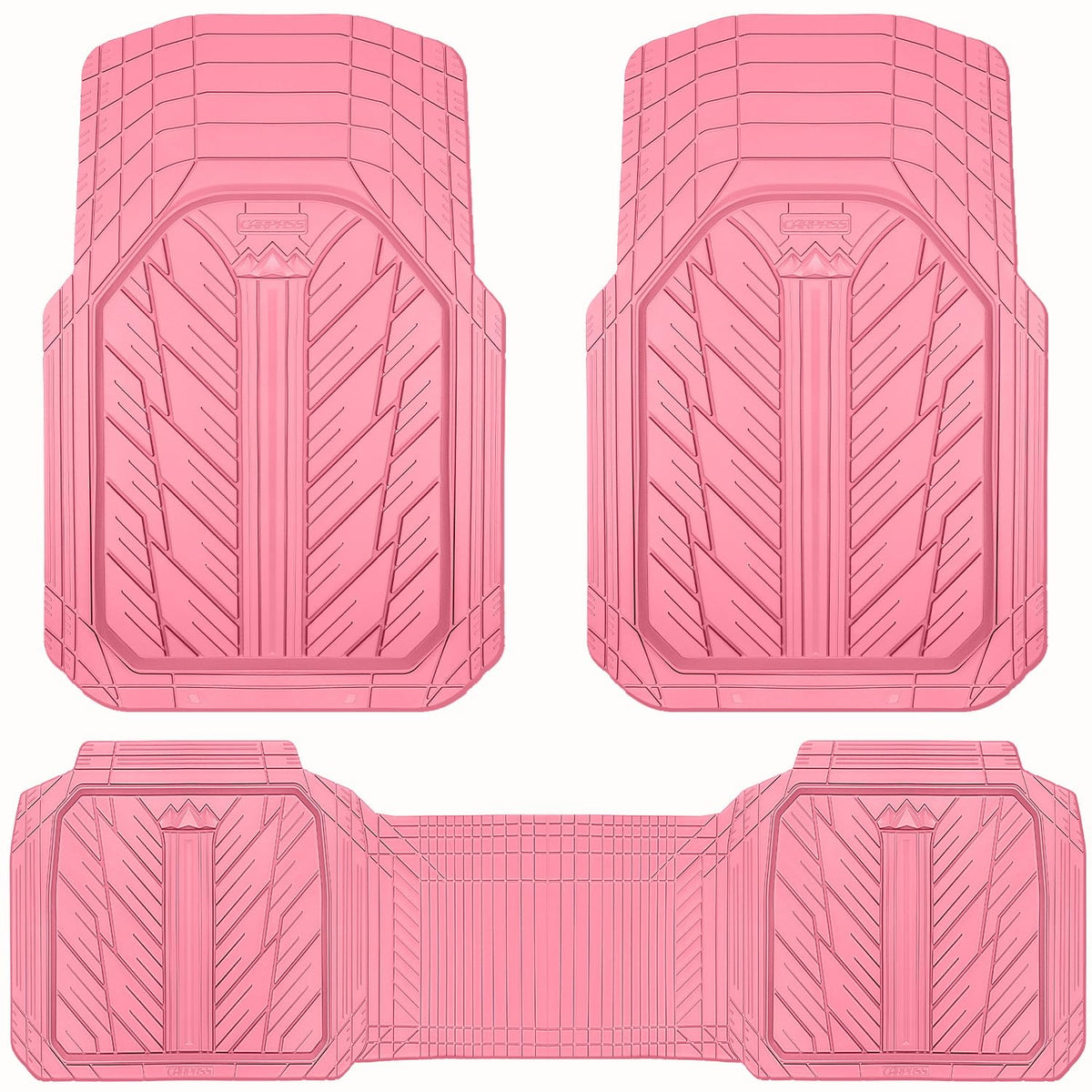 CAR PASS Heavy Rubber Car Floor Mats, Deep Waterproof Car Mats All Weather, Universal Trim-to Fit Automotive Floor Mats for Car SUV Truck Van, Durable Floor Liners Solid Black