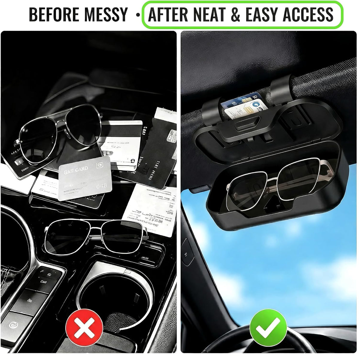 Car Sun Visor Sunglasses Holder,Black ABS Eyeglasses Case