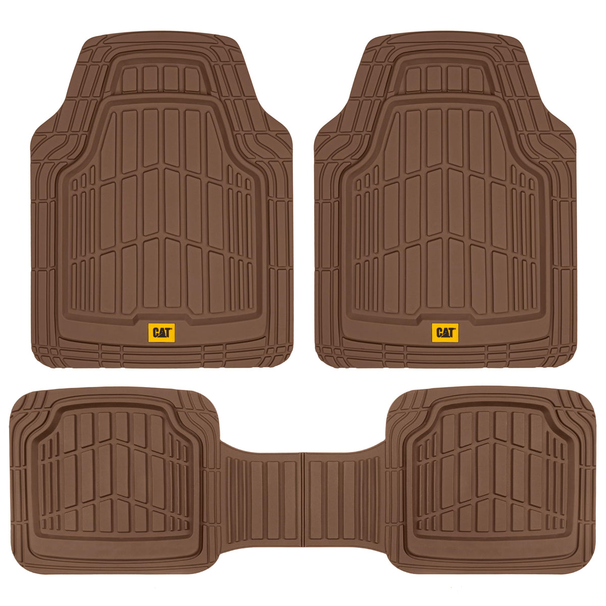 Cat® ToughRide™ Heavy-Duty 3 Piece Rubber All Season Floor Mats for Car Truck Van SUV, Black - Premium Trim to Fit Cars Floor Mat, All Weather Deep Dish Automotive Floor Mats, Total Dirt Protection