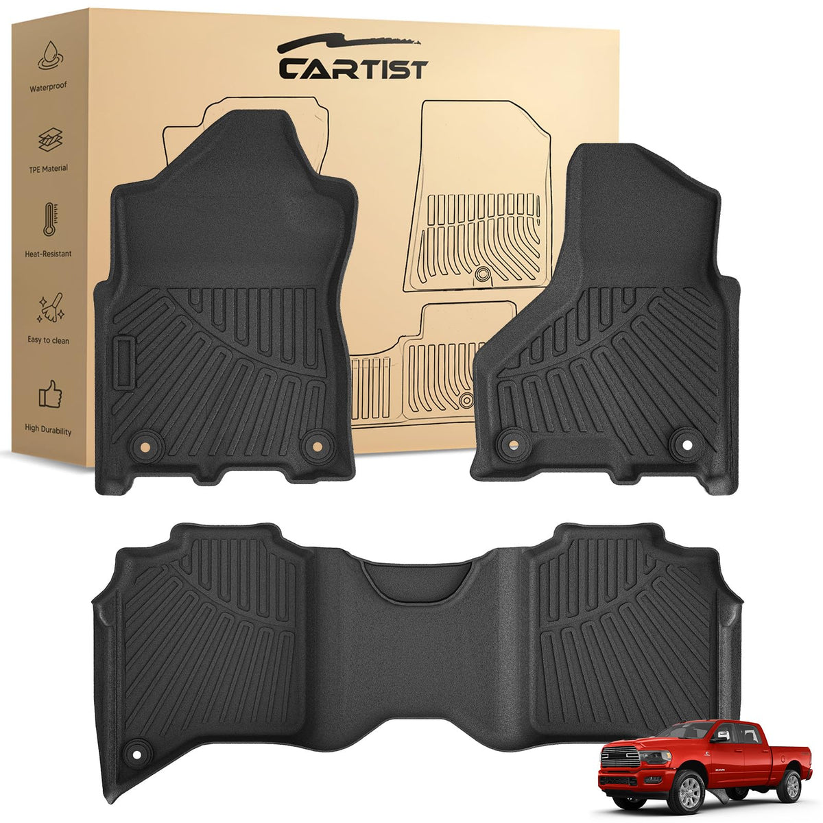 Cartist Floor Mats Fit for Honda HR-V HRV 2023 2024 2025 2026 (Include Hybrid) All Weather Floor Liners Front & 2nd Row Floor Mat for HRV Heavy Duty