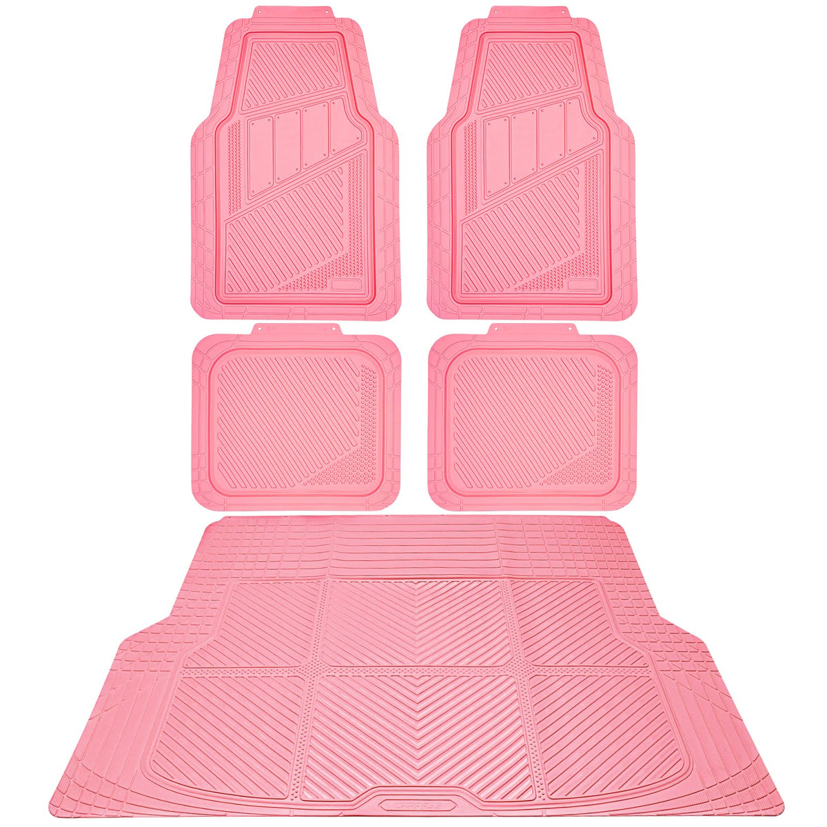 CAR PASS Heavy Duty Rubber Floor Mats 4-Piece,Pink Car Mats Full Sets Anti-Slip,Waterproof Universal Trim-to-Fit for Car SUV Truck, Durable All Weather Automotive Car Mats for Women,Girly(All Pink)