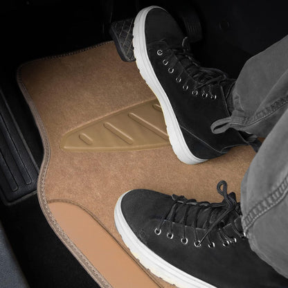 CAR PASS Beige Leather & Waterproof Car Carpet Floor Mats, Universal Car Mats Fit for SUV,Vans,sedans, Trucks,Set of 4pcs Car Carpet with Anti-Slip nibbs Driver Heel Pad (All Beige)