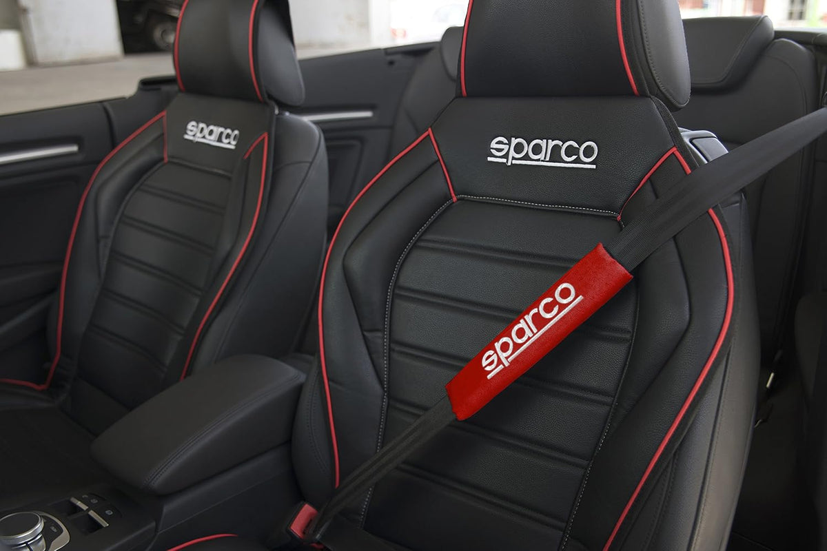 Sparco SPC1204RD Seat Belt Padding Protector Car Travel, 2 Units, Rosso, Red