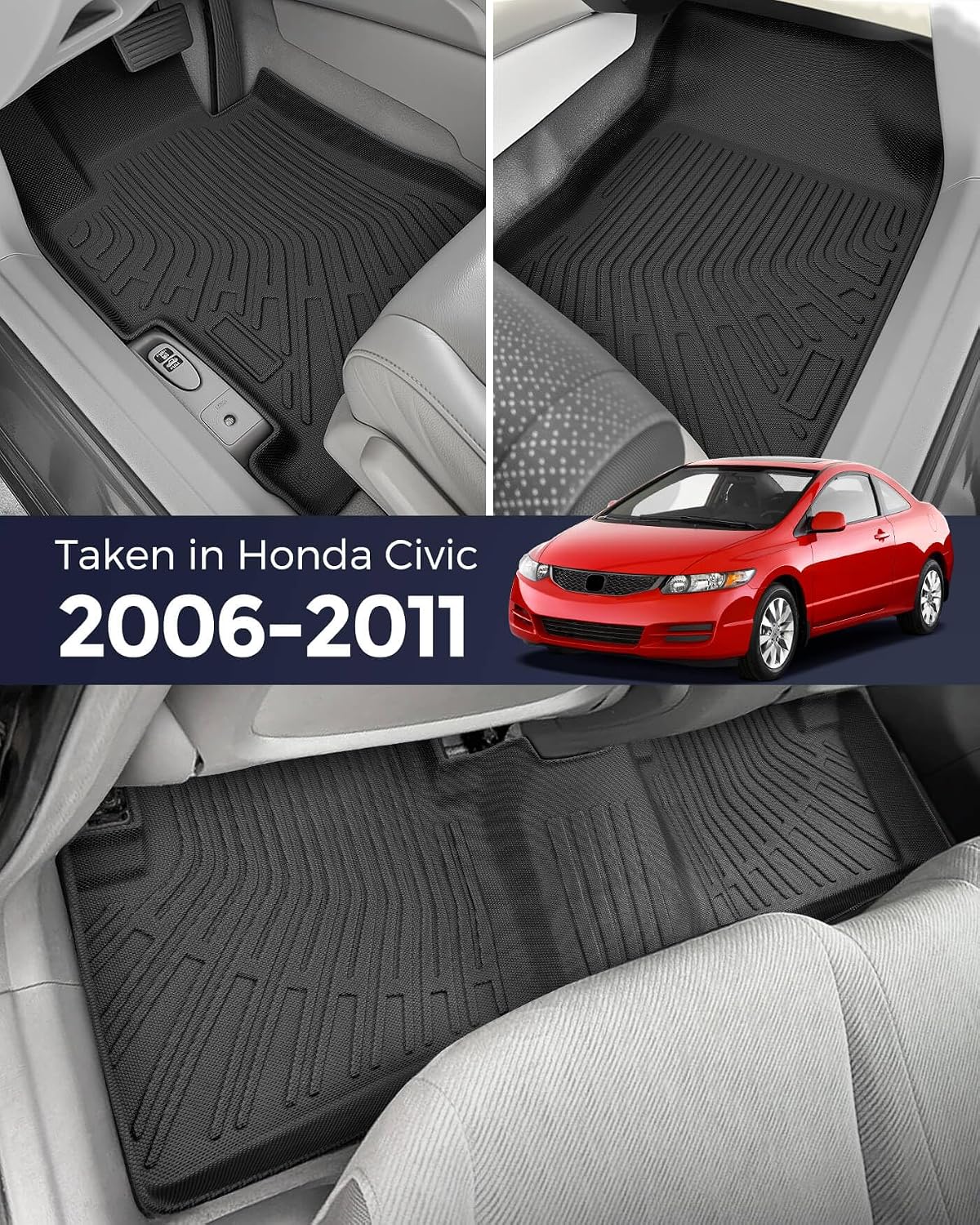 All Weather Floor Mats for Honda Civic 2006-2011 (Not Fit Coupe)