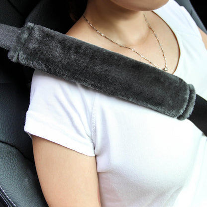Amooca 2-Pack Real Wool Seatbelt Cover Authentic Sheepskin Shoulder Pad