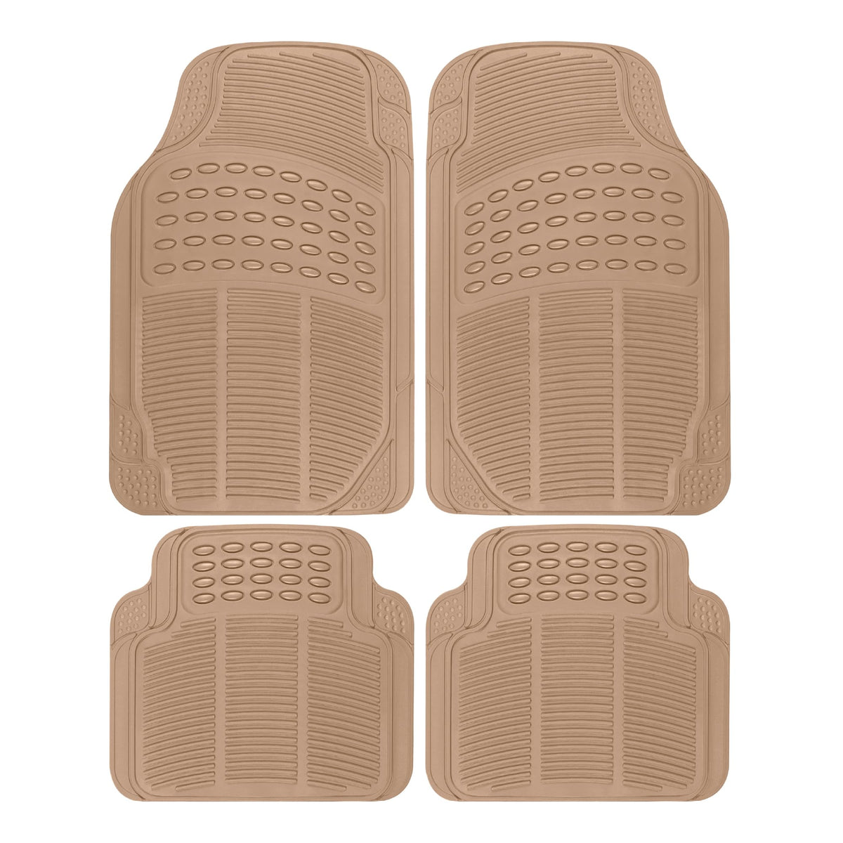 BDK Floor Mats, 4-Piece All-Weather Car Mat with Universal Fit Design, Durable Rubber Car Floor Mats with Capture Ridges, Waterproof for Cars Trucks SUV (Black)