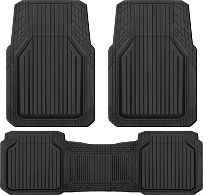 CAR PASS Heavy Duty Rubber Floor Mats for Car, Waterproof All Weather Car Floor Mats, Universal Trim-to-Fit for SUV Truck Sedans Vans, Automotive Floor Mats 3 piece car mats Full Set, Solid Black