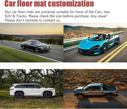 Custom Personalized Floor Mats for Cars，Luxury Full Coverage All Weather Car Floor Mats，Anti-Slip Leather Car Mat Set ，Custom Floor Mats for 99% of Cars, Trucks & SUVs (Pure Black)